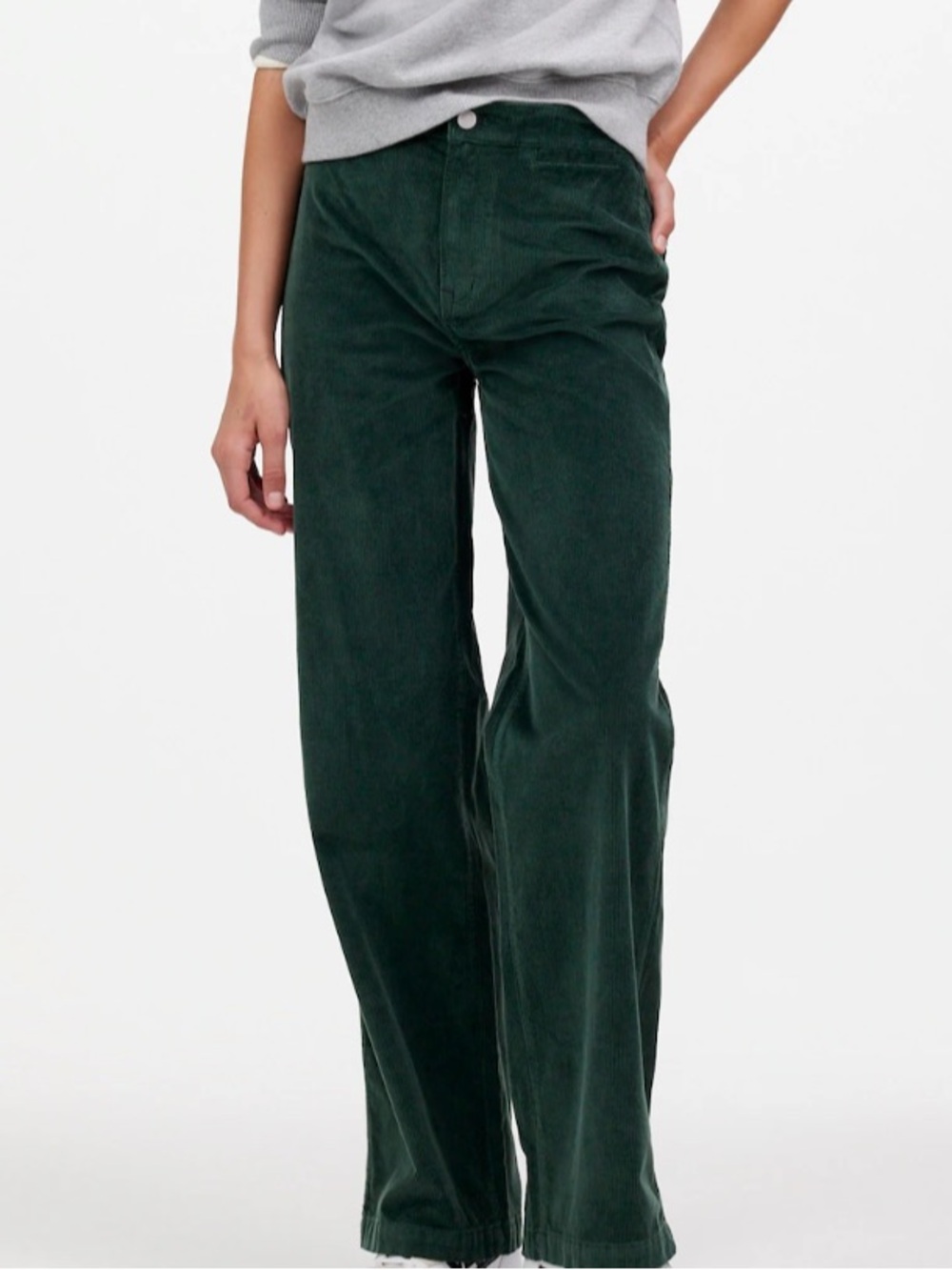 Madewell The Emmett Wide-Leg Pant In Corduroy Size 25 Style NS291 Green Stretchy - Picture 2 of 16